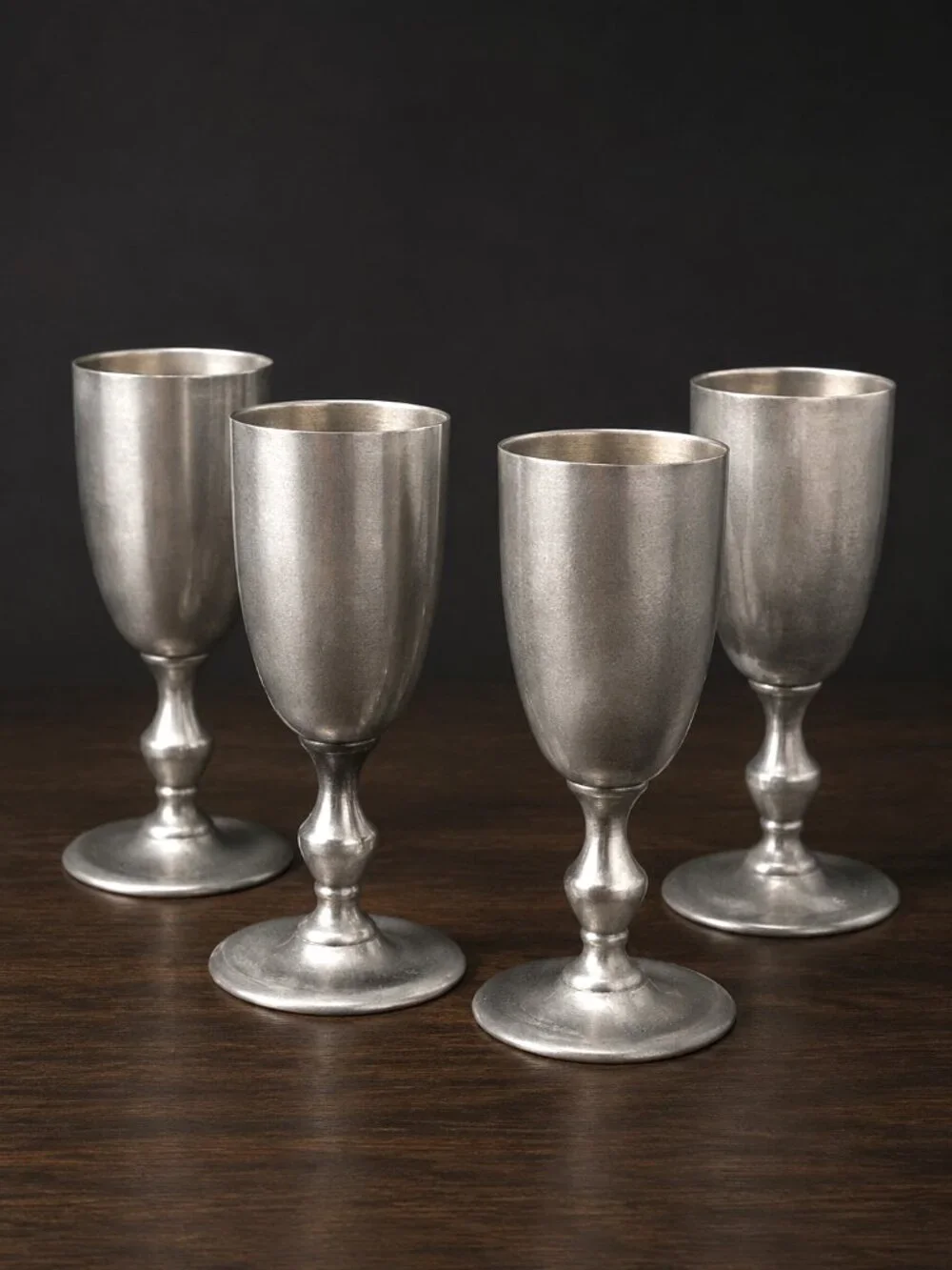 Vintage Peltro Metalars Italy Pewter Chalice Goblets Set of 4 Gothic